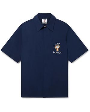 Casablanca Paris Mushroom Short Sleeve Shirt, By - Blue