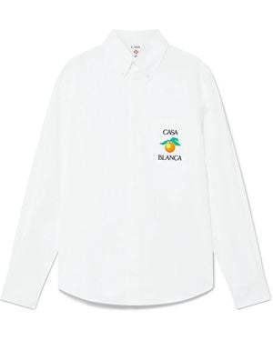 Casablanca Paris Embroidered Oxford Shirt, By - White