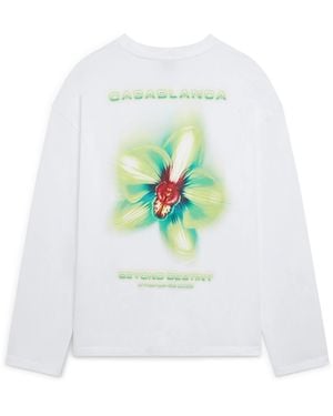 Casablanca Paris Glitch Orchid Short Sleeve T-Shirt - White