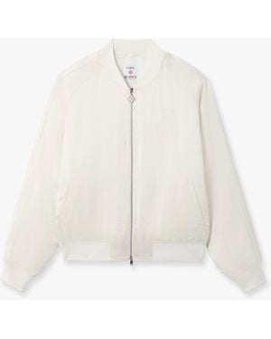 Casablanca Paris Off Hotel Emblem Satin Bomber Jacket, By - White