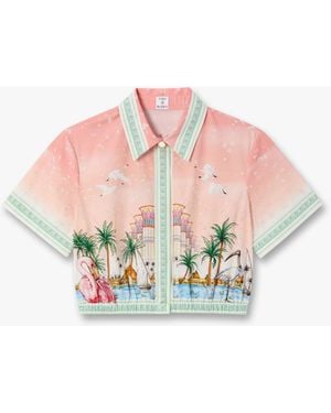 Casablanca Paris Ethereal Cotton Cropped Short Sleeve Shirt, Size By - Pink