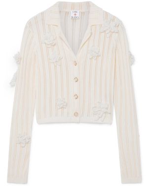 Casablanca Paris Chemise En Maille Effet Dentelle Flower - White