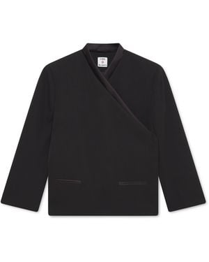 Casablanca Paris Wool Tailoring Wrap Jacket, Size By - Black