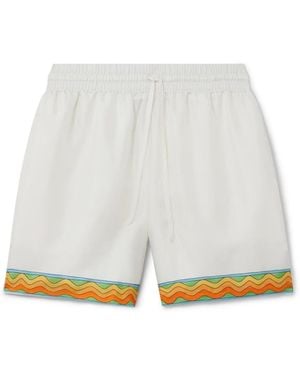 Casablanca Paris Afro Cubism Tennis Club Silk Shorts, By - White