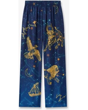 Casablanca Paris Astrology Silk Twill Trousers, By - Blue