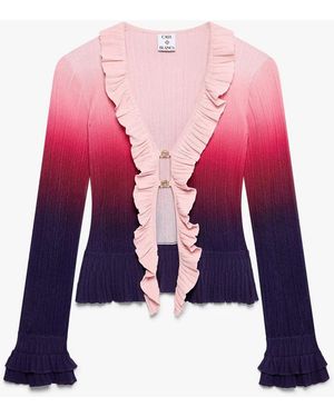 Casablanca Paris Gradient Ruffle Long Sleeve Top, By - White