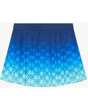 Casablanca Paris Orchid Monogram Silk Pleated Mini Skirt, By - Blue