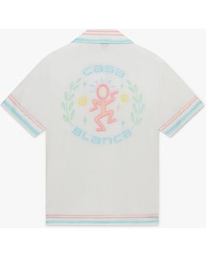 Casablanca Paris Dance Joy Short Sleeve Silk Shirt, By - White