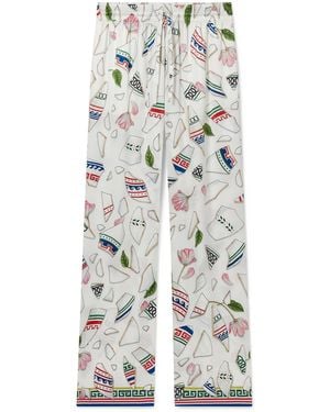 Casablanca Paris Pantalon En Soie Le Vase Brise - White