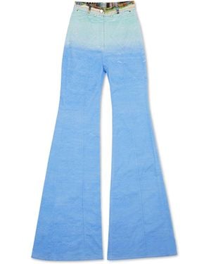 Casablanca Paris Voyage Dans Les Nuages Printed 70's Denim Flare Jean, Size By - Blue