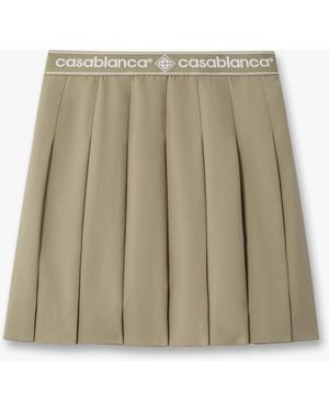 Casablanca Paris Pleated Mini Skirt, Size By - Natural