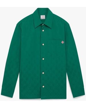 Casablanca Paris Pique Monogram Long Sleeve Shirt, By - Green