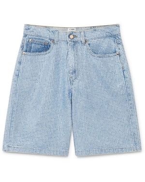 Casablanca Paris Short En Jean Orné De Cristaux - Blue