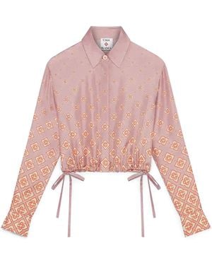 Casablanca Paris Chemise À Manches Longues En Soie Dégradé À Monogramme - Pink