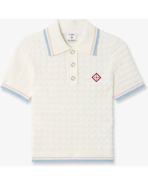 Casablanca Paris Boucle Tennis Short Sleeve Polo Shirt, By - White