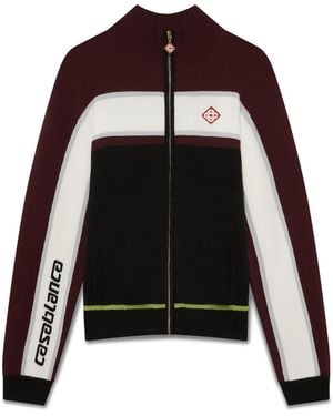Casablanca Paris Veste De Survêtement En Maille Mérinos À Rayures - Black