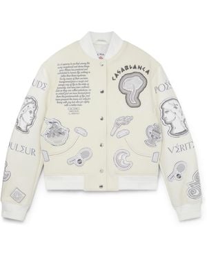 Casablanca Paris Veste Bomber En Patchwork Chenille - White