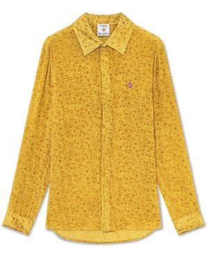 Casablanca Paris Chemise À Manches Longues En Soie Floral Devoré - Yellow