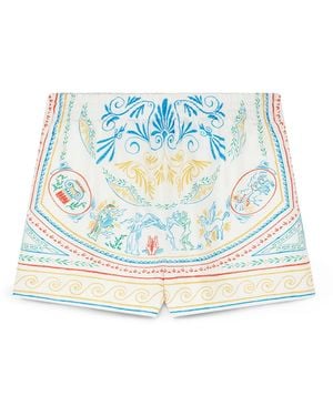 Casablanca Paris Crayon Vase Silk Shorts, Size By - Blue