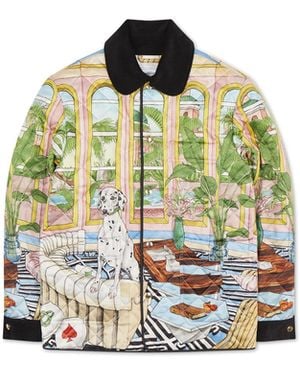Casablanca Paris Dream House Printed Quilted Hunting Jacket - Black