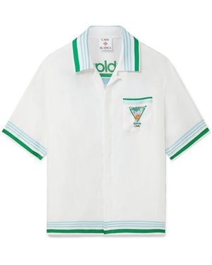Casablanca Paris Chemise À Manches Courtes En Soie Metaphysical Tennis Icon - Blue