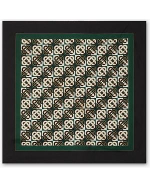Casablanca Paris Check Monogram Medium Silk Scarf By - Black