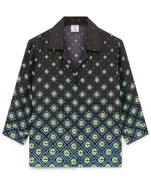 Casablanca Paris Chemise À Manches Longues En Soie À Monogramme Dégradé - Green
