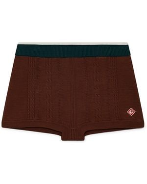 Casablanca Paris Mini-Short En Maille Torsadée - Brown