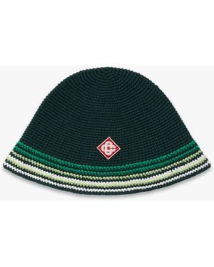 Casablanca Paris Striped Crochet Hat, By - Green