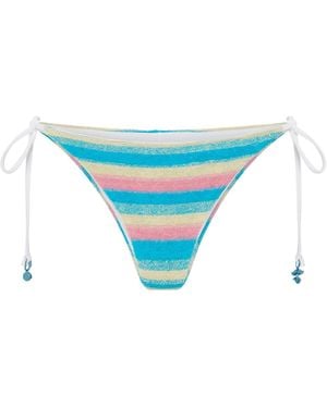 Casablanca Paris Stripe Towelling Bikini Bottom, By - Blue