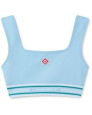 Casablanca Paris Seamless Cropped Top, By - Blue