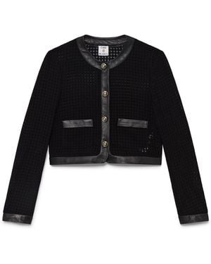 Casablanca Paris Veste Courte À Mailles Ajourées - Black