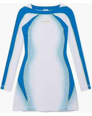 Casablanca Paris Robe Longue De Tennis Stretch Blanche À Demi-Teintes - Blue