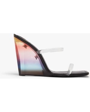 Casablanca Paris Plexi Heeled Wedge Sandals, Size By - White