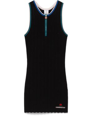 Casablanca Paris Viscose Wave Racer Back Dress, By - Black