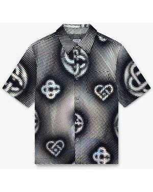 Casablanca Paris Chemise À Manches Courtes En Denim À Monogramme Nacré - Grey
