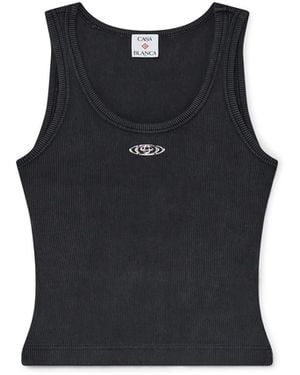 Casablanca Paris Faded Ribbed Tank Top, By - Black
