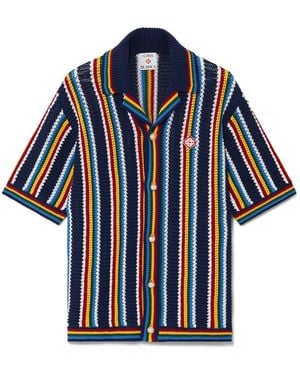 Casablanca Paris Chemise À Rayures À Manches Courtes En Crochet - Blue