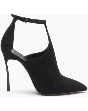 Casadei Blade Suede Debby Pump - Black