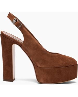 Casadei Patty Platform Suede Sandal - Brown