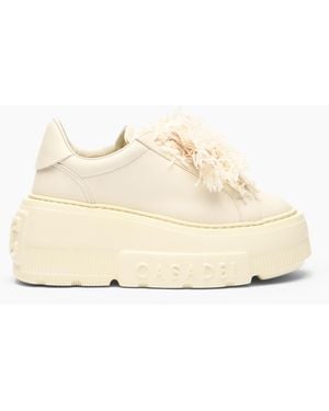 Casadei Nexus Sneaker With Fluffy Yarn Lace - Natural