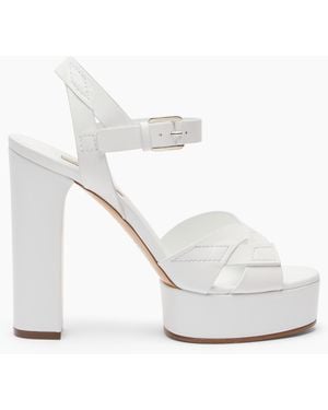 Casadei Betty Leather Platforms Sandals - Bianco
