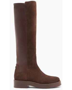 Casadei Charlie Stretch Suede Boots - Brown