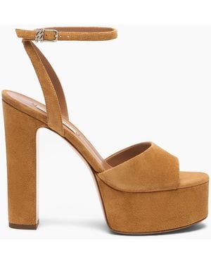 Casadei Patty Platform Suede Sandal - Brown
