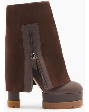 Casadei Nancy Reversable Suede Boots - Brown