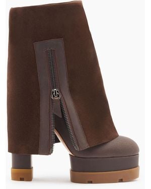 Casadei Nancy Reversable Suede Boots - Brown