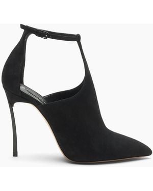 Casadei Blade Suede Debby Pump - Black