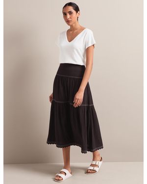 Cefinn Sylvia Cotton Seersucker Maxi Skirt - Natural