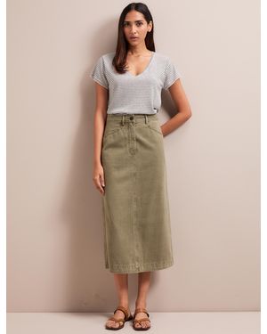 Cefinn Shona Cotton Twill Midi Skirt - Natural