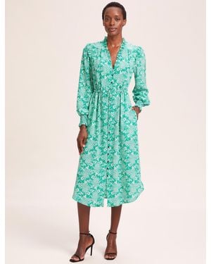 Cefinn Stella Silk Midi Dress - Green